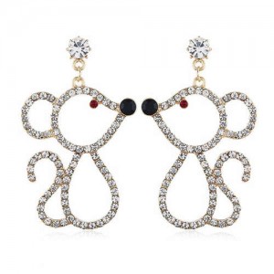 Shining Fashion Cute Mouse Design Korean Fashion Women Alloy Costume Earrings - Golden