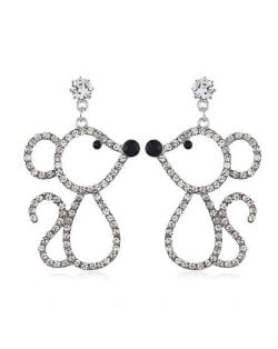 Shining Fashion Cute Mouse Design Korean Fashion Women Alloy Costume Earrings - Silver