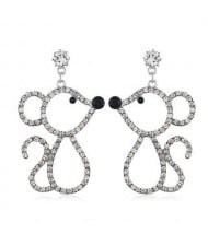 Shining Fashion Cute Mouse Design Korean Fashion Women Alloy Costume Earrings - Silver