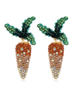 Shining Cute Carrot Design High Fashion Women Alloy Earrings - Yellow
