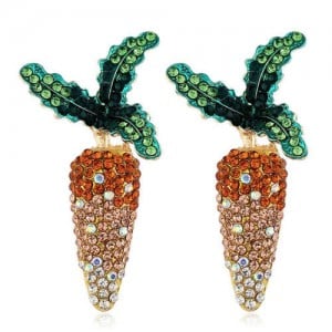 Shining Cute Carrot Design High Fashion Women Alloy Earrings - Yellow
