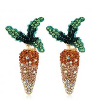 Shining Cute Carrot Design High Fashion Women Alloy Earrings - Yellow
