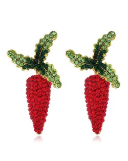 Shining Cute Carrot Design High Fashion Women Alloy Earrings - Red