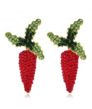 Shining Cute Carrot Design High Fashion Women Alloy Earrings - Red
