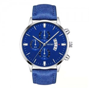 10 Colors Available Triple Index with Calendar Design Men Sport Fashion Leather Wrist Watch