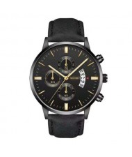 10 Colors Available Triple Index with Calendar Design Men Sport Fashion Leather Wrist Watch