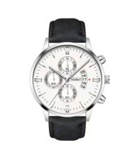 10 Colors Available Triple Index with Calendar Design Men Sport Fashion Leather Wrist Watch