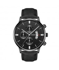 10 Colors Available Triple Index with Calendar Design Men Sport Fashion Leather Wrist Watch