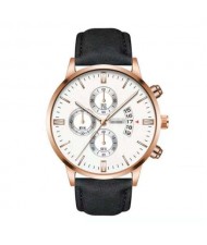 10 Colors Available Triple Index with Calendar Design Men Sport Fashion Leather Wrist Watch