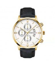 10 Colors Available Triple Index with Calendar Design Men Sport Fashion Leather Wrist Watch