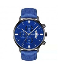 10 Colors Available Triple Index with Calendar Design Men Sport Fashion Leather Wrist Watch