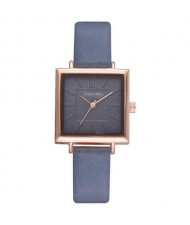 7 Colors Available Basic Pattern Square Shape Index Design Women Fashion Leather Wrist Watch