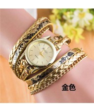 8 Colors Available Snake Skin Texture and Chain Mixed Fashion Design Women Bracelet Style Watch