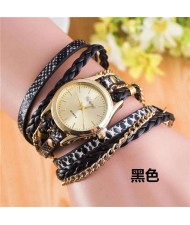 8 Colors Available Snake Skin Texture and Chain Mixed Fashion Design Women Bracelet Style Watch