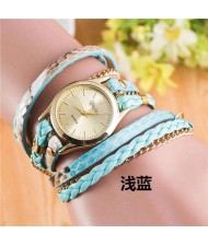 8 Colors Available Snake Skin Texture and Chain Mixed Fashion Design Women Bracelet Style Watch