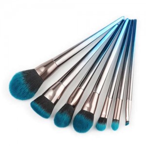 7 pcs Gradient Blue Fashion Aluminum Handle Cosmetic Makeup Brushes Set