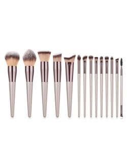 14 pcs Champagne Gold Premium Quality Wooden Handle Women Makeup Brushes Set