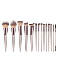 14 pcs Champagne Gold Premium Quality Wooden Handle Women Makeup Brushes Set