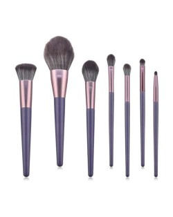 7 pcs Purple Color Wooden Handle High Fashion Women Cosmetic Makeup Brushes Set