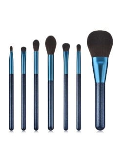 7 pcs Jewelry Blue Color Wooden Handle High Fashion Women Makeup Brushes Set