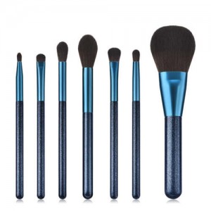 7 pcs Jewelry Blue Color Wooden Handle High Fashion Women Makeup Brushes Set