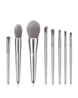 8 pcs Silver Color Wooden Handle High Fashion Women Cosmetic Makeup Brushes Set