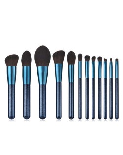 12 pcs Jewelry Blue Color Wooden Handle High Fashion Women Cosmetic Makeup Brushes Set