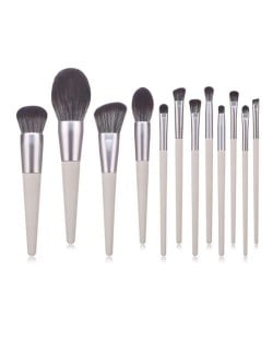 12 pcs Gray Color Wooden Cone-shape Handle High Fashion Women Cosmetic Makeup Brushes Set