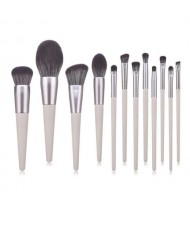 12 pcs Gray Color Wooden Cone-shape Handle High Fashion Women Cosmetic Makeup Brushes Set