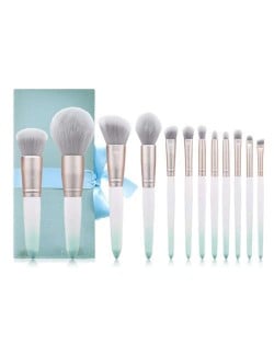 12 pcs Gradient Green Matting Texture Handle High Fashion Women Cosmetic Makeup Brushes Gift Bag Set