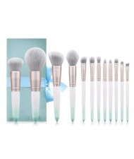 12 pcs Gradient Green Matting Texture Handle High Fashion Women Cosmetic Makeup Brushes Gift Bag Set