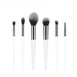 6 pcs White Wooden Handle Premium Style Fashion Women Cosmetic Makeup Brushes Set