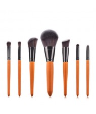 7 pcs Orange Color Short Wooden Handle High Fashion Women Cosmetic Makeup Brushes Set