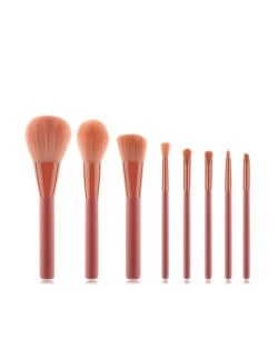 8 pcs Pinky Fashion Short Wooden Handle Premium Fashion Women Cosmetic Makeup Brushes Set