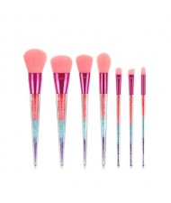 7 pcs Crystal Particles Handle High Fashion Women Cosmetic Makeup Brushes Set - Pink