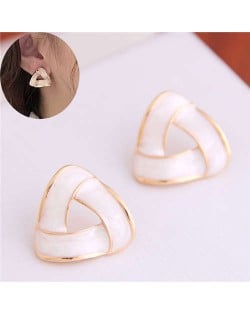 Elegant Korean Fashion Revolving Pattern Design Alloy Women Earrings