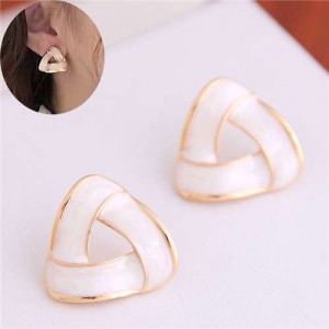 Elegant Korean Fashion Revolving Pattern Design Alloy Women Earrings