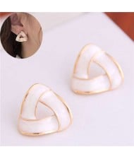 Elegant Korean Fashion Revolving Pattern Design Alloy Women Earrings