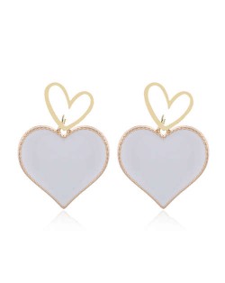 Heart Fashion Western Bold Style Women Fashion Alloy Earrings - White