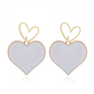 Heart Fashion Western Bold Style Women Fashion Alloy Earrings - White