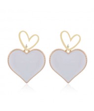 Heart Fashion Western Bold Style Women Fashion Alloy Earrings - White
