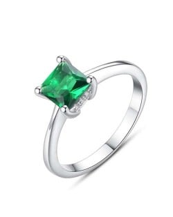 Emerald Inlaid Four Claws Classic Design 925 Sterling Silver Women Ring