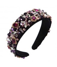 Gorgeous Glass Drilling Flowers Cluster Embellished Shining High Fashion Black Women Hair Hoop