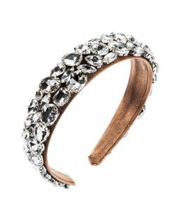 Glistening Rhinestone Embellished Bold High Fashion Cloth Women Hair Hoop