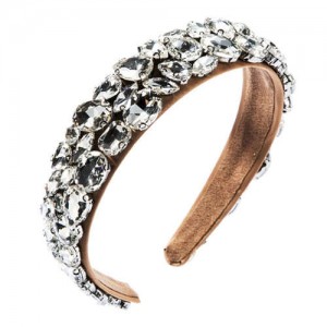 Glistening Rhinestone Embellished Bold High Fashion Cloth Women Hair Hoop