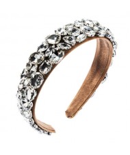 Glistening Rhinestone Embellished Bold High Fashion Cloth Women Hair Hoop