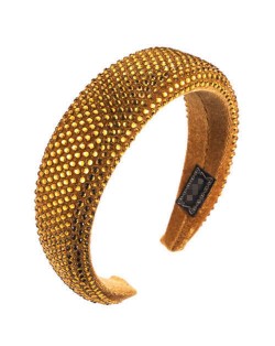 Resin Beads All-over Decorated Solid Color Bold Fashion Women Hair Hoop - Yellow