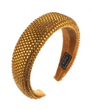 Resin Beads All-over Decorated Solid Color Bold Fashion Women Hair Hoop - Yellow