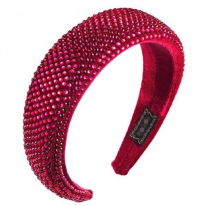 Resin Beads All-over Decorated Solid Color Bold Fashion Women Hair Hoop - Rose