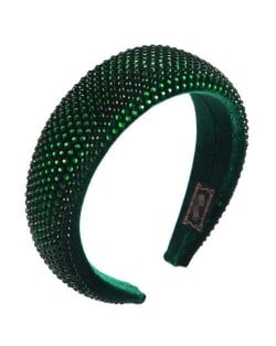 Resin Beads All-over Decorated Solid Color Bold Fashion Women Hair Hoop - Green